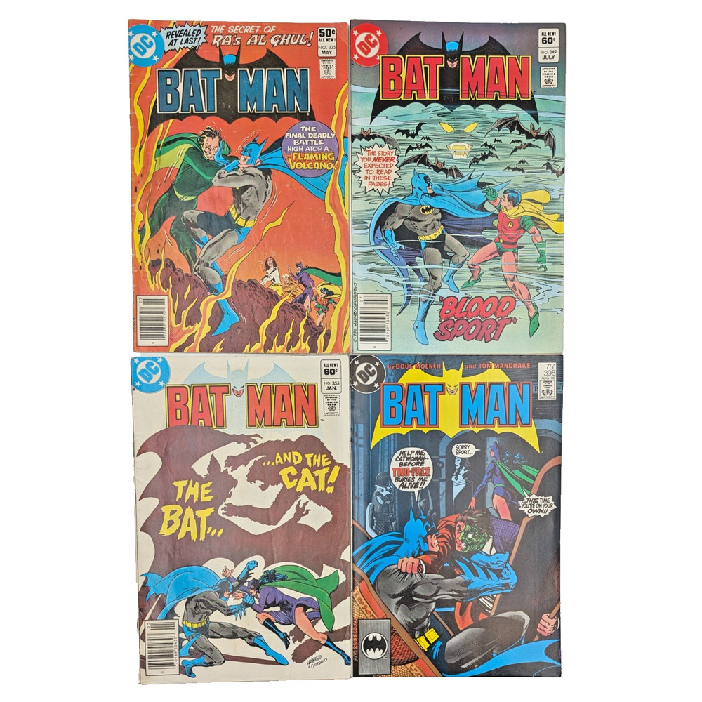 Batman 335 349 355 398 Lot DC Comics 1981-1986 Ras Al Ghul Catwoman Two-Face Mid